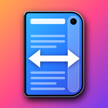 Widen app icon: a closed iPhone Duo with arrows pointing out to both edges